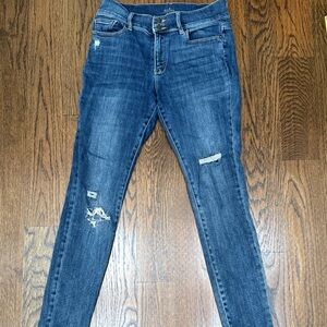 New York & Company High Waist Blue Distressed Skinny Jeans